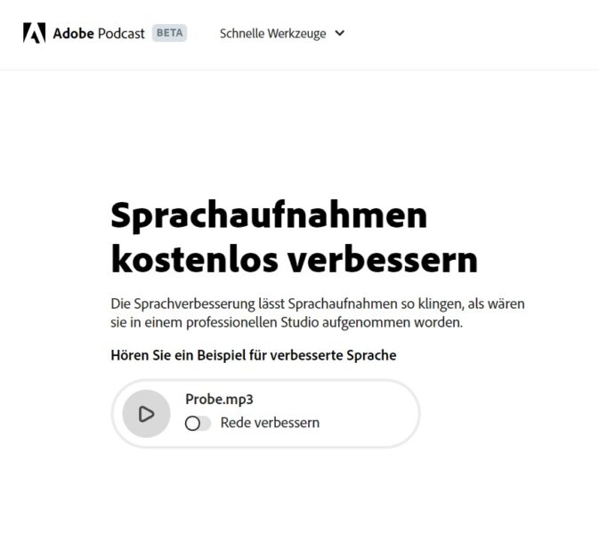 AdobePodcast - Sprachaufnahmen kostenlos mit KI verbessern - Künstliche Intelligenz