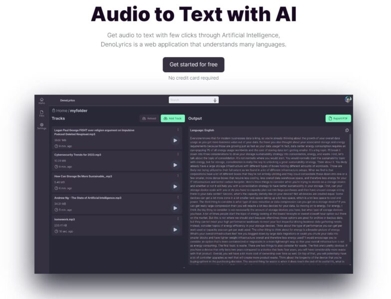 DenoLyrics - Audio-zu-Text - Sprache in Text umwandeln mit KI - Künstliche Intelligenz
