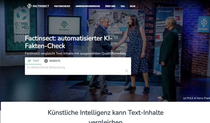 Kostenloser automatisierter KI-Fakten-Check mit Factinsect - Künstliche Intelligenz