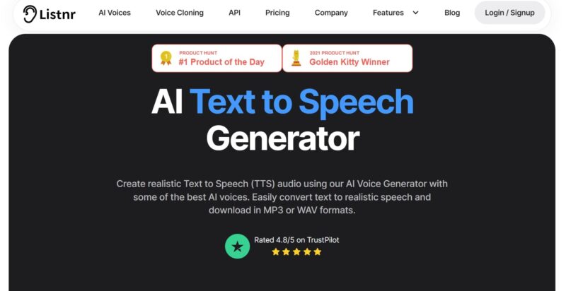 Listnr - KI Text-zu-Sprache Generator - Künstliche Intelligenz