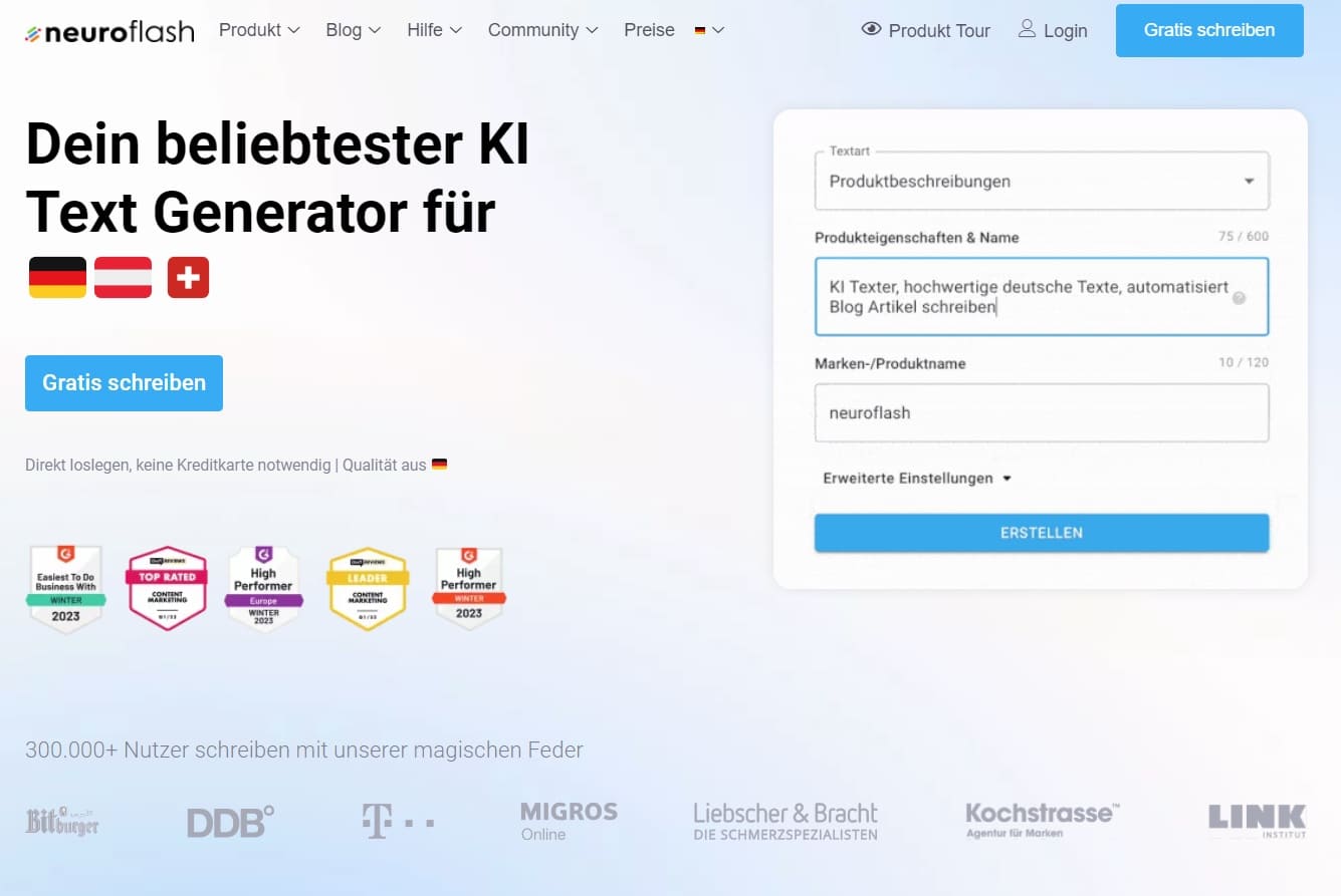 Neuroflash - KI Text Generator - Künstliche Intelligenz