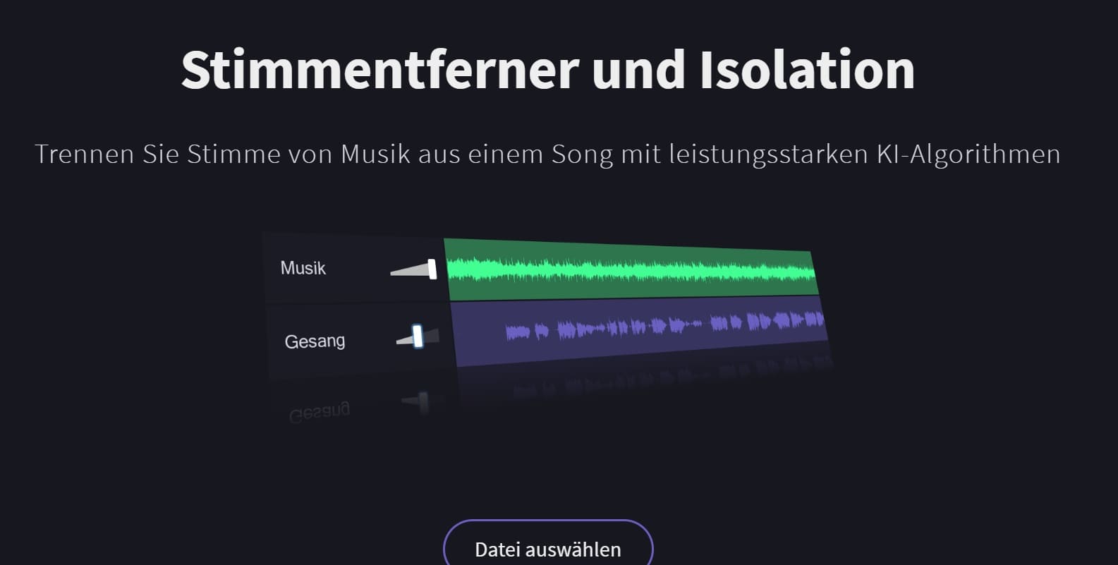 Vocal Remover - KI Stimmenentferner - Kostenlos Stimmen aus Musik entfernen - Künstliche Intelligenz